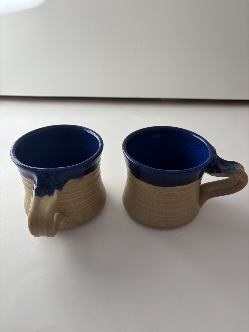 Studio Pottery Coffee Mugs Signed Vintage Blue Earth Tea 12oz Lot Of Two Gift